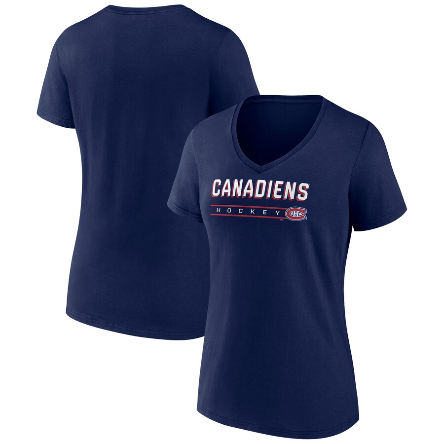 Women's Montreal Canadiens Fanatics Navy V-Neck T-Shirt