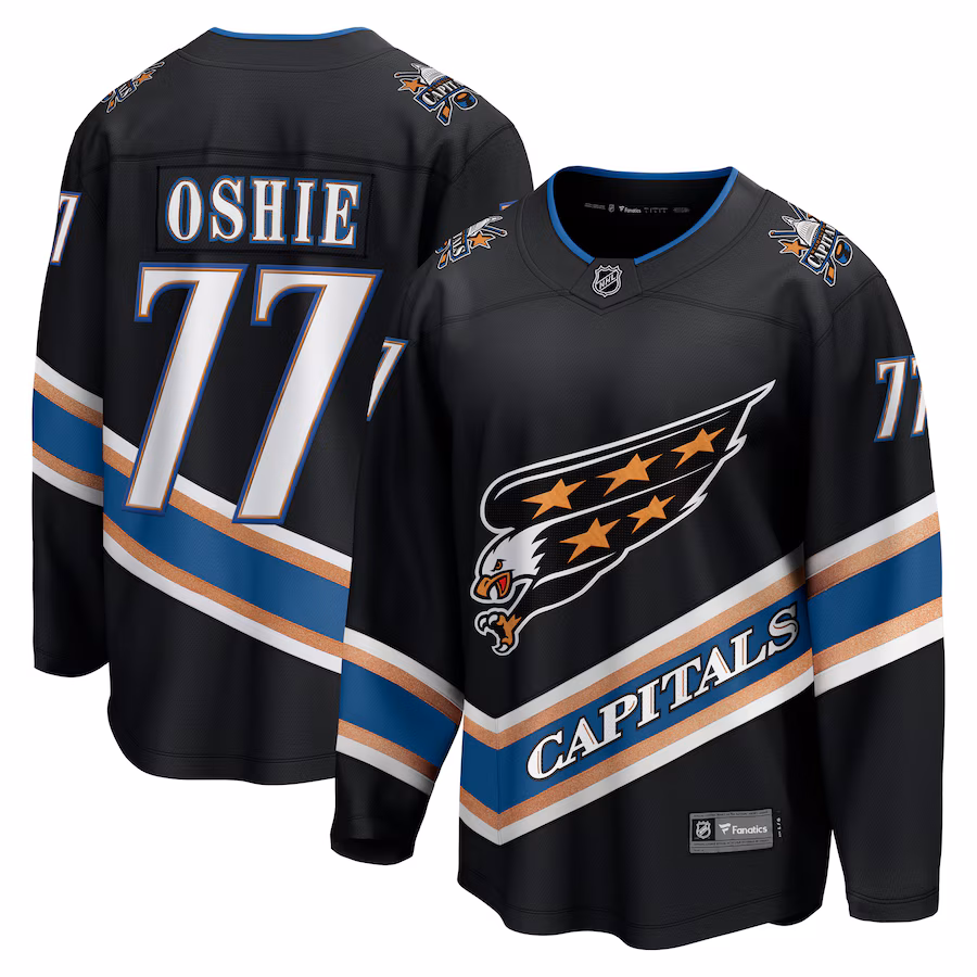 Men's Washington Capitals TJ Oshie Fanatics Black Alternate 50th Anniversary Premier Breakaway Player Jersey