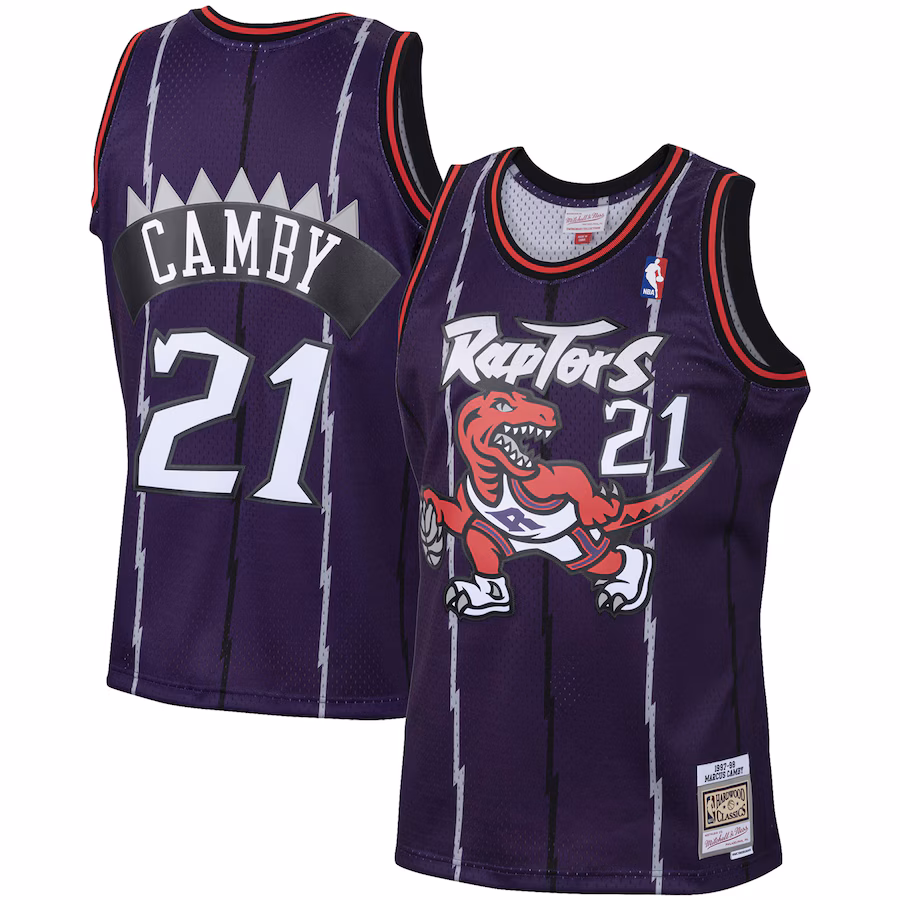 Men's Toronto Raptors Marcus Camby Mitchell & Ness Purple 1998/99 Hardwood Classics Swingman Jersey