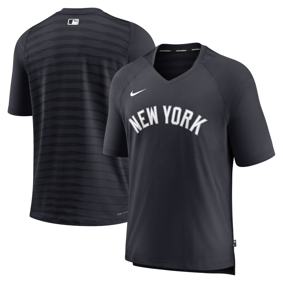 Men's New York Yankees Nike Navy Authentic Collection Pregame Raglan Performance V-Neck T-Shirt