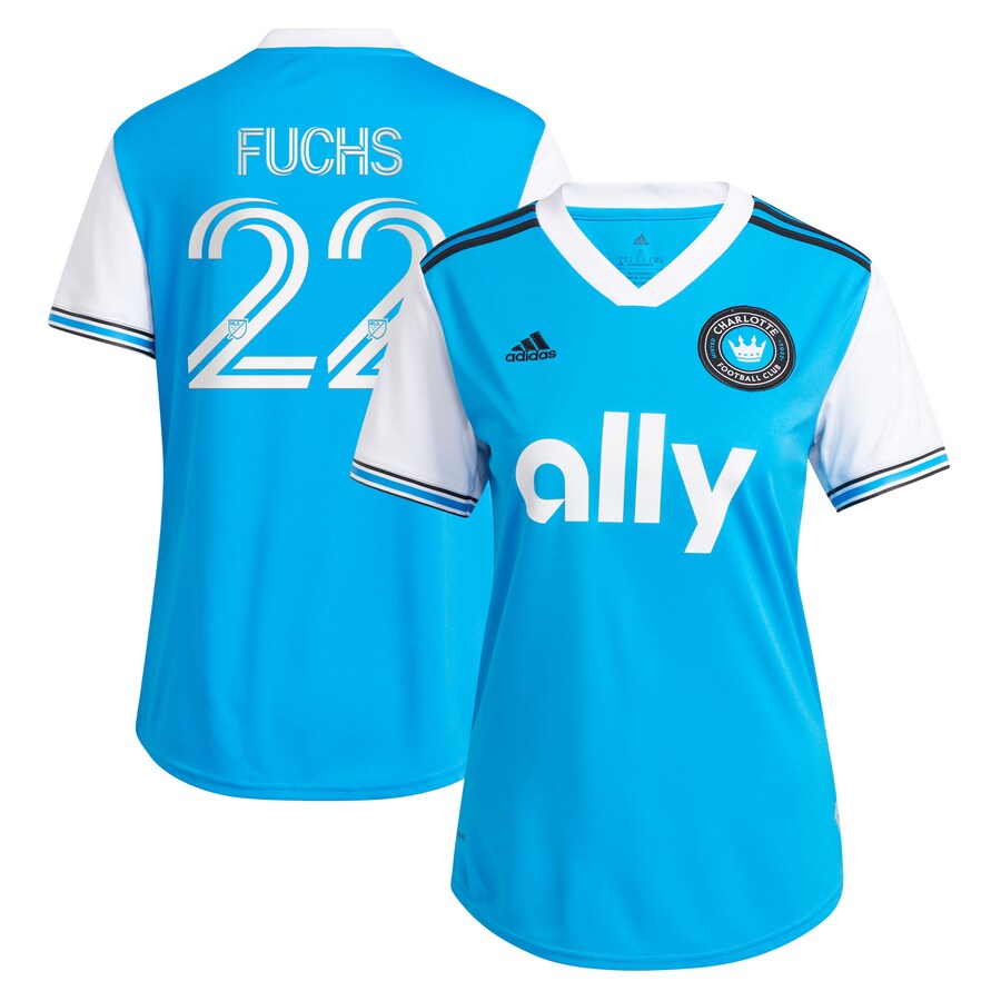 Women's Charlotte FC Christian Fuchs adidas Blue 2022 Primary Replica Player Jersey