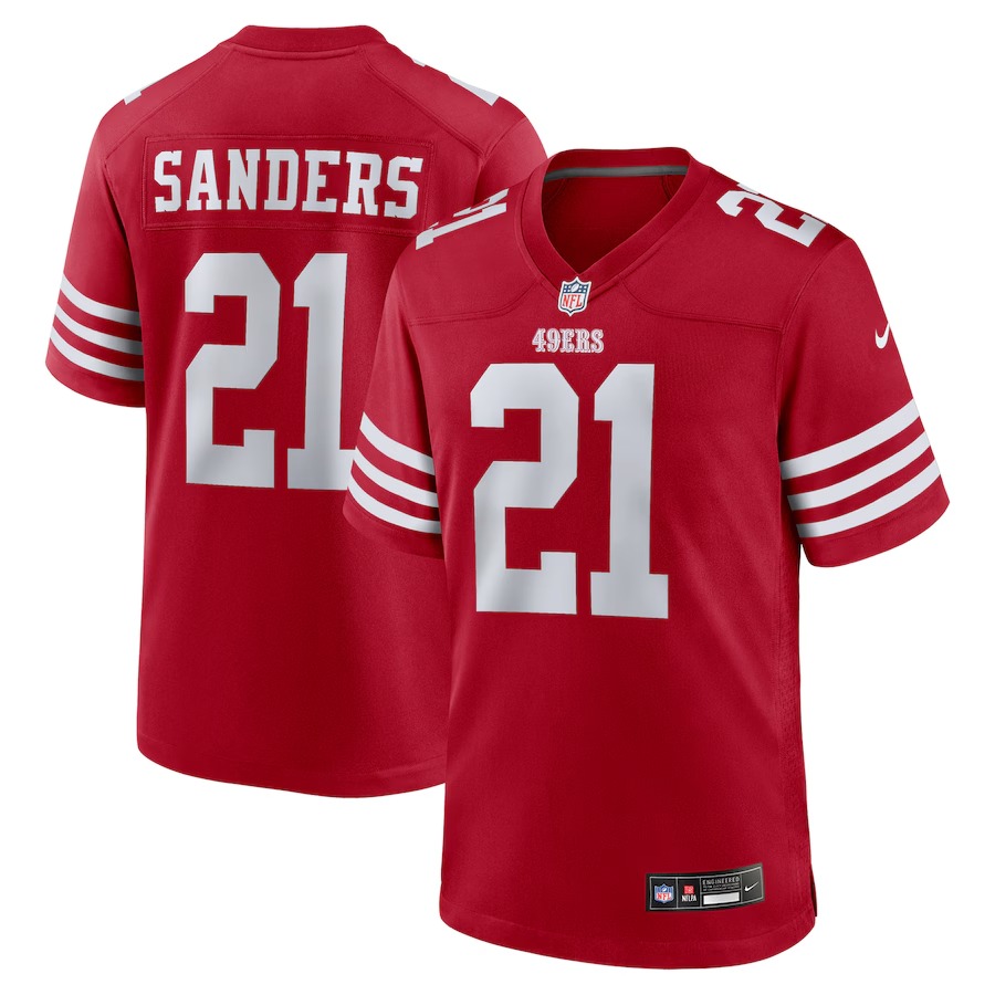 Men's San Francisco 49ers Deion Sanders Nike Scarlet Team Retired Player Game Jersey