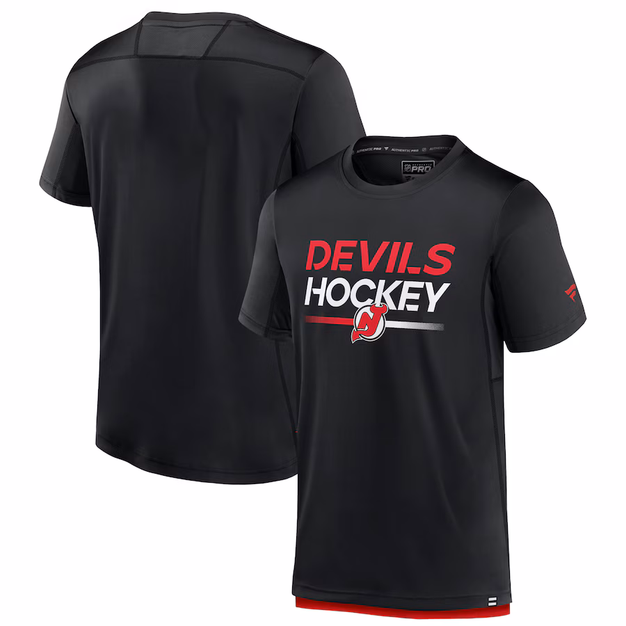 Men's New Jersey Devils Fanatics Black Authentic Pro Tech T-Shirt