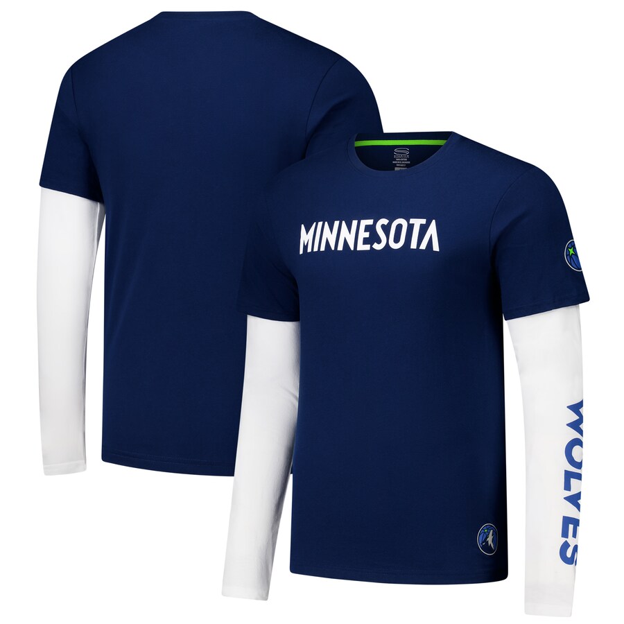 Unisex Minnesota Timberwolves Stadium Essentials Navy Spectator Twofer Long Sleeve  T-Shirt