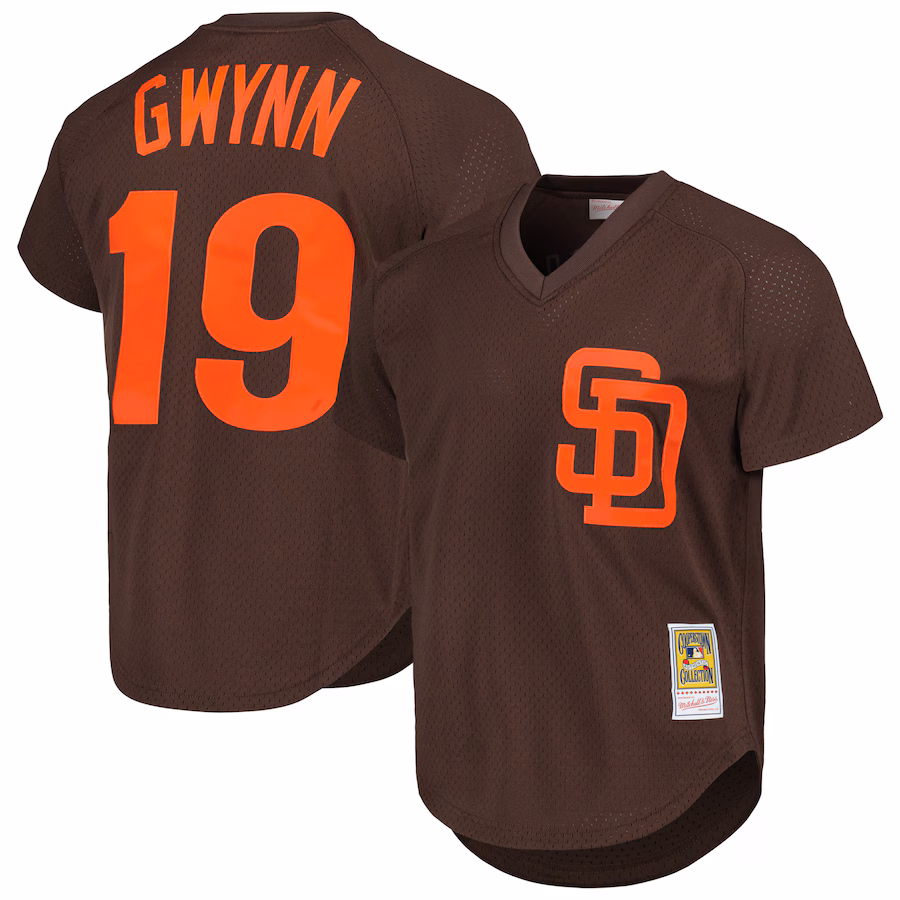 Men's San Diego Padres Tony Gwynn Mitchell & Ness Brown 1985 Authentic Cooperstown Collection Mesh Batting Practice Jersey