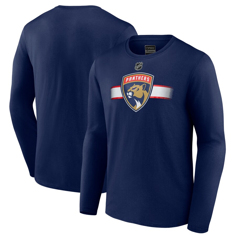 Men's Florida Panthers Fanatics Navy Authentic Pro Long Sleeve T-Shirt