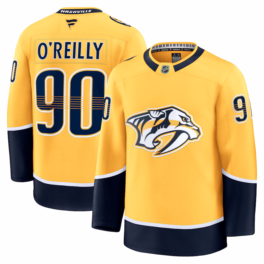 Men's Nashville Predators Ryan O'Reilly Fanatics Yellow Home Premium Jersey