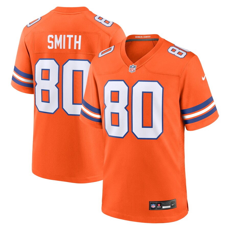 Men's Denver Broncos Rod Smith Nike Orange Mile High Collection 1977 Throwback Retired Player Game Jersey