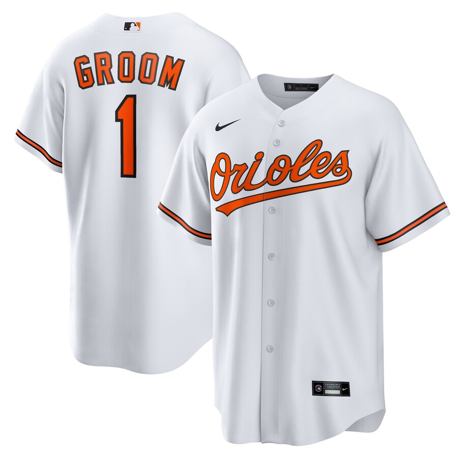 Men's Baltimore Orioles Nike White #1 Groom Home Replica Jersey