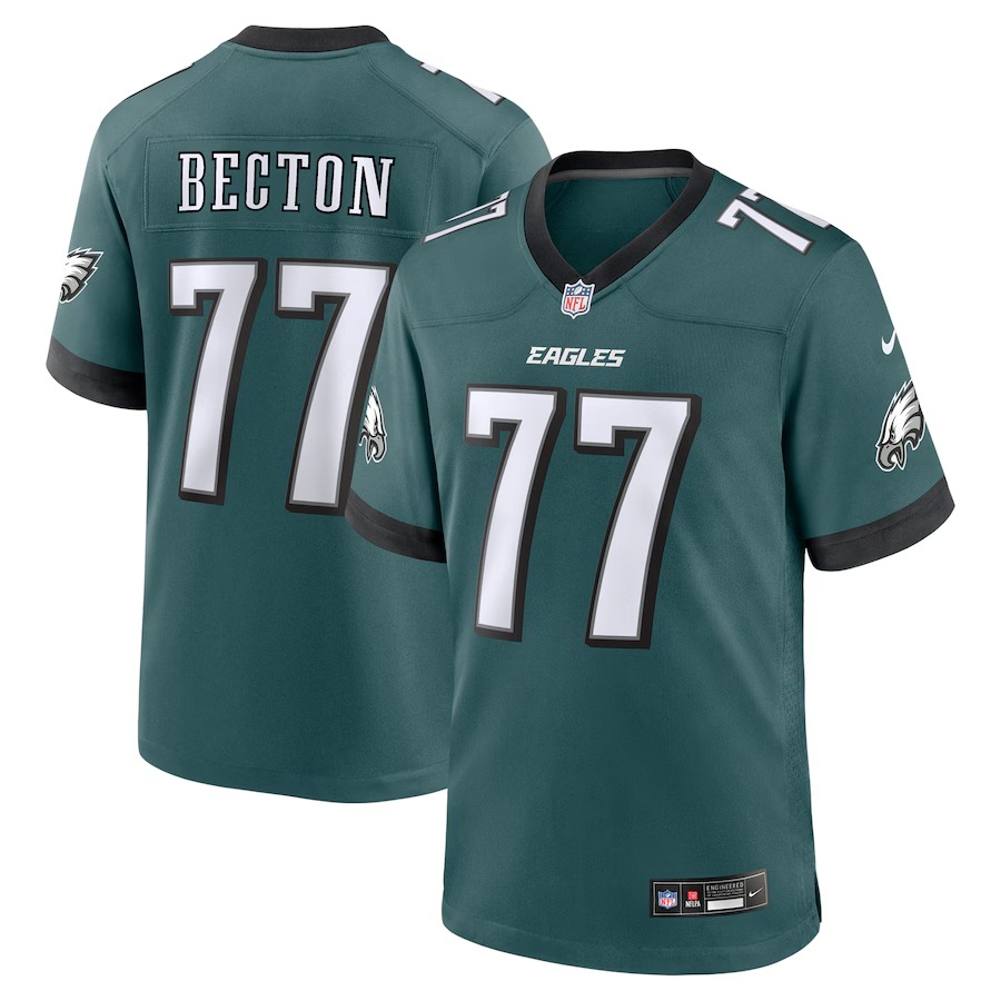 Men's Philadelphia Eagles Mekhi Becton Nike Midnight Green Team Game Jersey