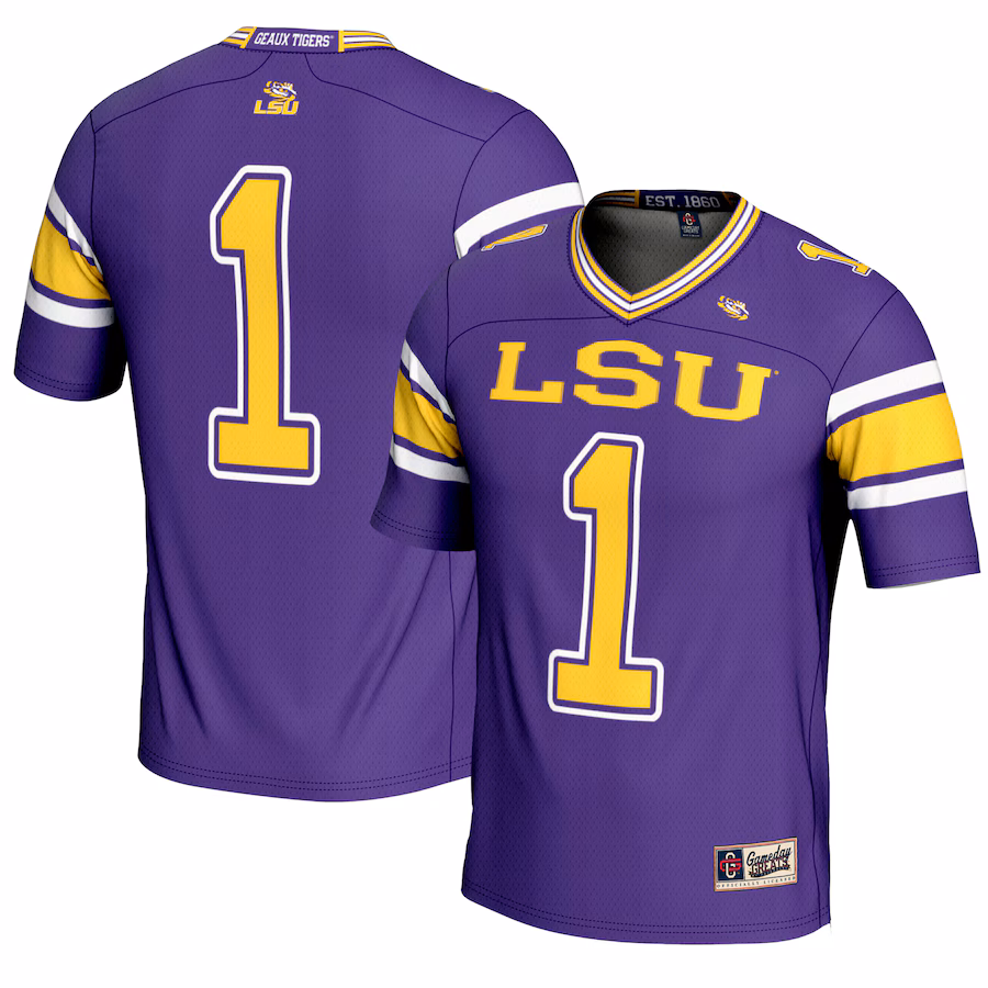Men's GameDay Greats #1 Purple LSU Tigers Endzone Football Jersey