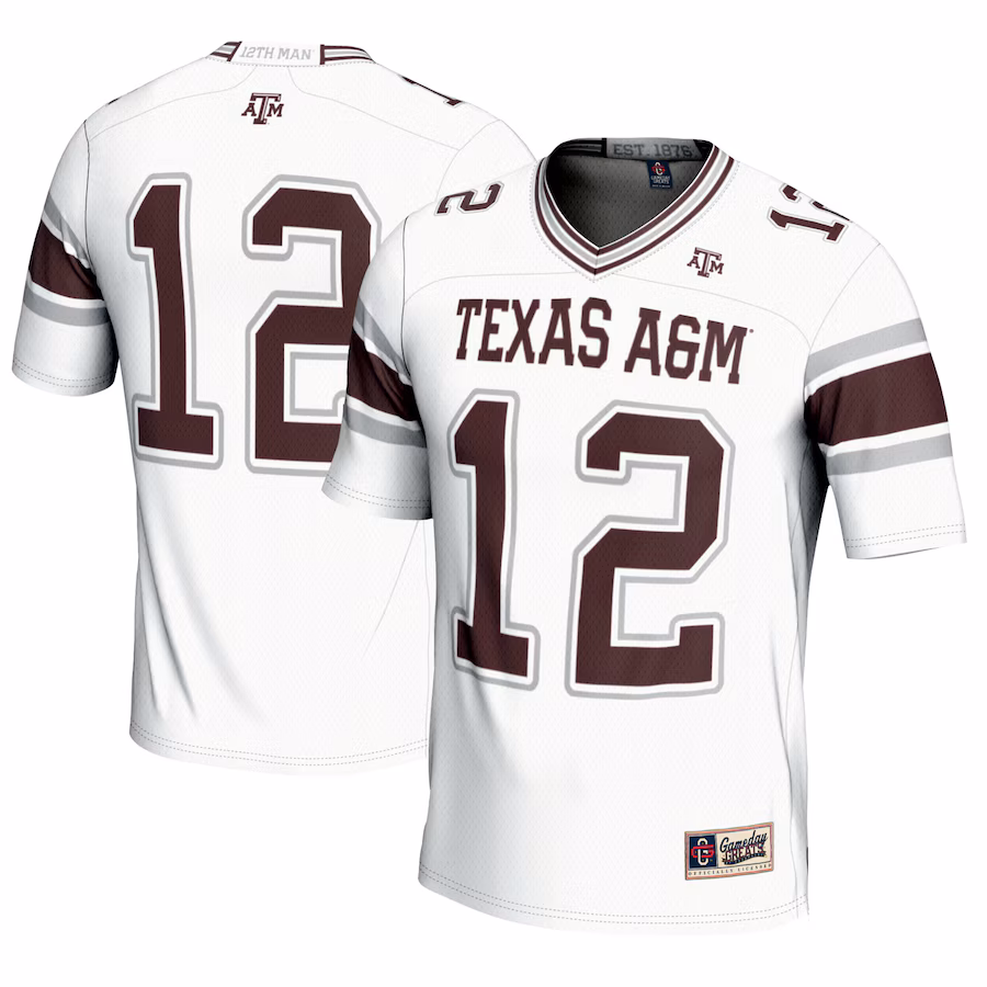 Men's GameDay Greats #12 White Texas A&M Aggies Football Lightweight Fashion Jersey