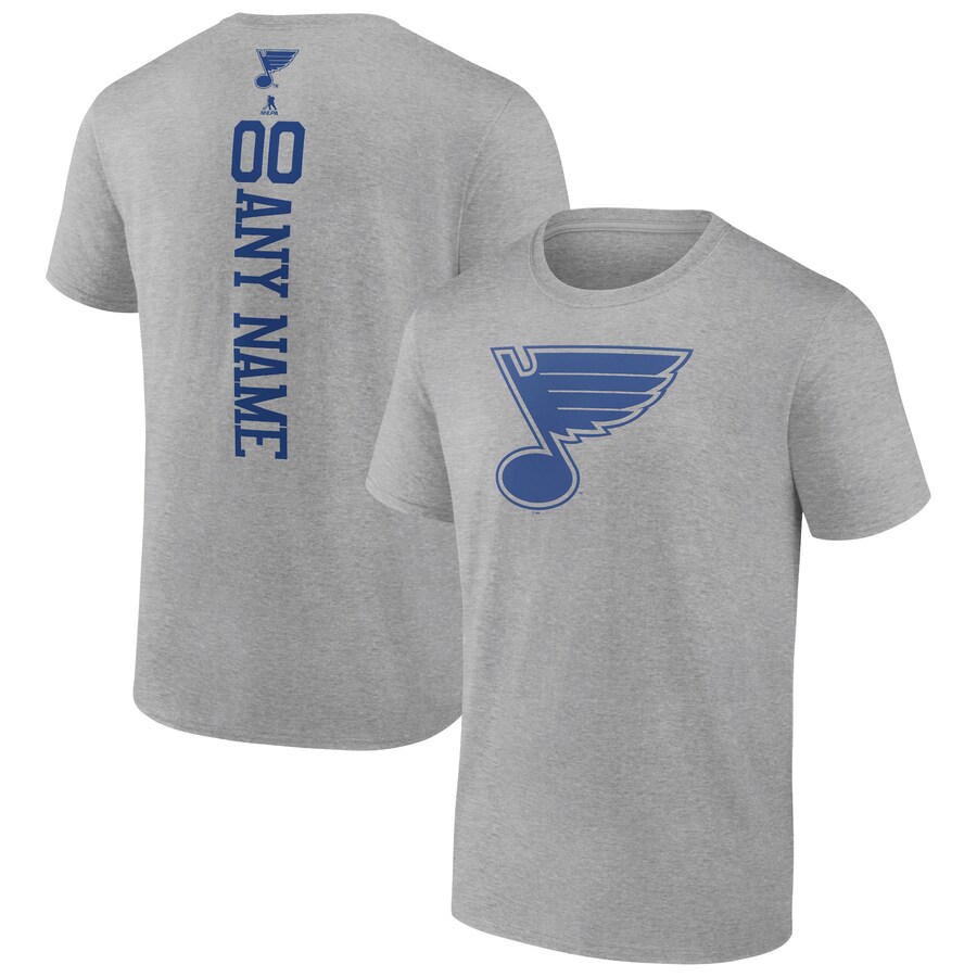 Men's St. Louis Blues Heather Gray Personalized Name & Number T-Shirt