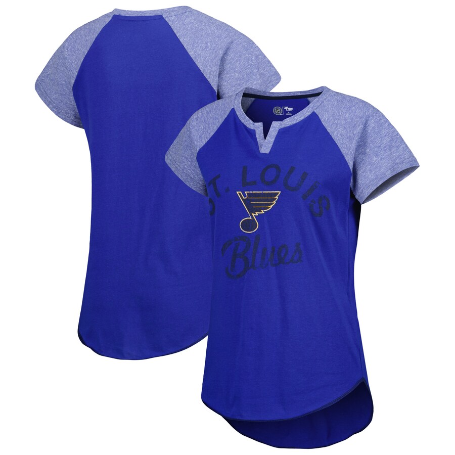 Women's St. Louis Blues Starter Blue Grand Slam Raglan Notch Neck T-Shirt