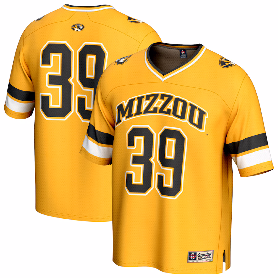 GameDay Greats #39 Gold Missouri Tigers Lightweight Collegiate Football Fashion Jersey
