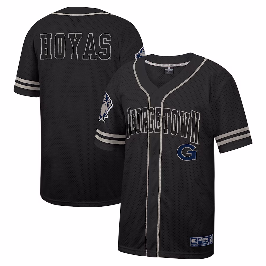Georgetown Hoyas Colosseum Free Spirited Mesh Button-Up Baseball Jersey - Black
