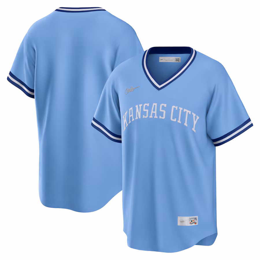 Men's Kansas City Royals Nike Light Blue Road Cooperstown Collection Team Jersey