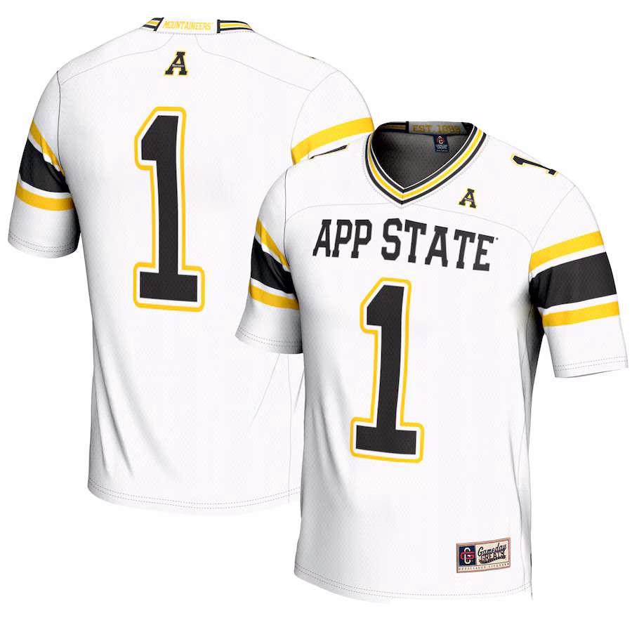 Men's GameDay Greats #1 White Appalachian State Mountaineers Endzone Football Jersey