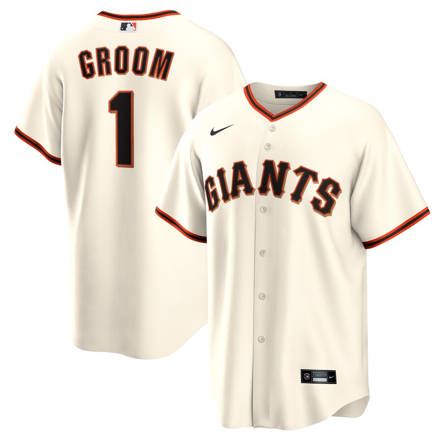 Men's San Francisco Giants Nike White #1 Groom Home Replica Jersey