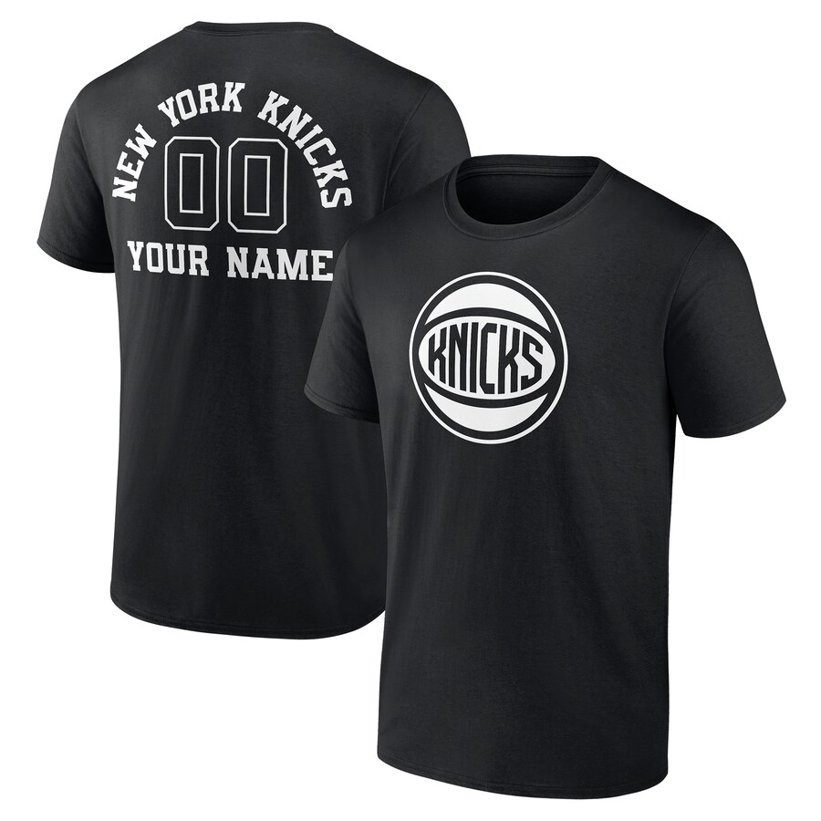 Men's New York Knicks Black Personalized Name & Number Monochrome T-Shirt