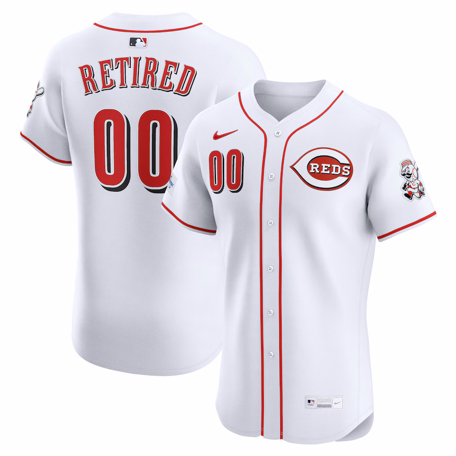 Men's Cincinnati Reds Nike White Home Elite Sponsor Patch Pick-A-Player Retired Roster Jersey