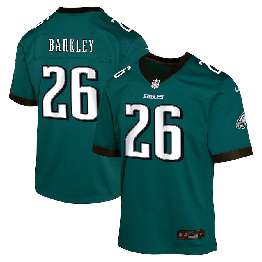Youth Philadelphia Eagles Saquon Barkley Nike Midnight Green Team Player Game Jersey