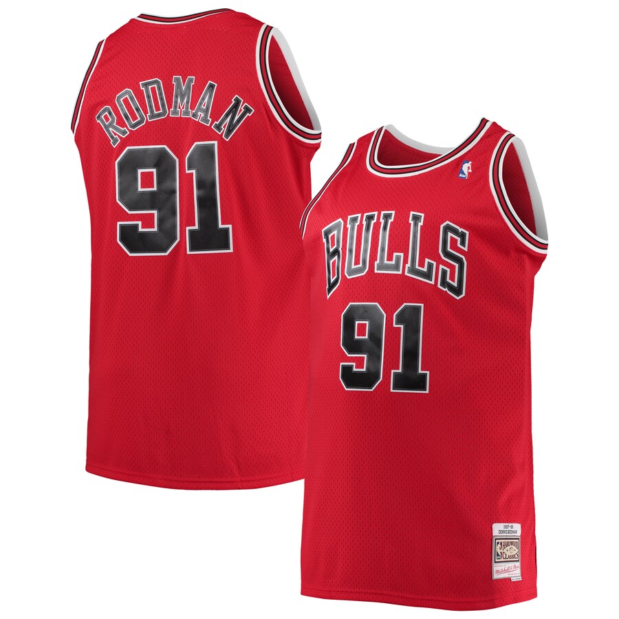 Men's Chicago Bulls Dennis Rodman Mitchell & Ness Red 1997/98 Big & Tall Hardwood Classics Swingman Jersey