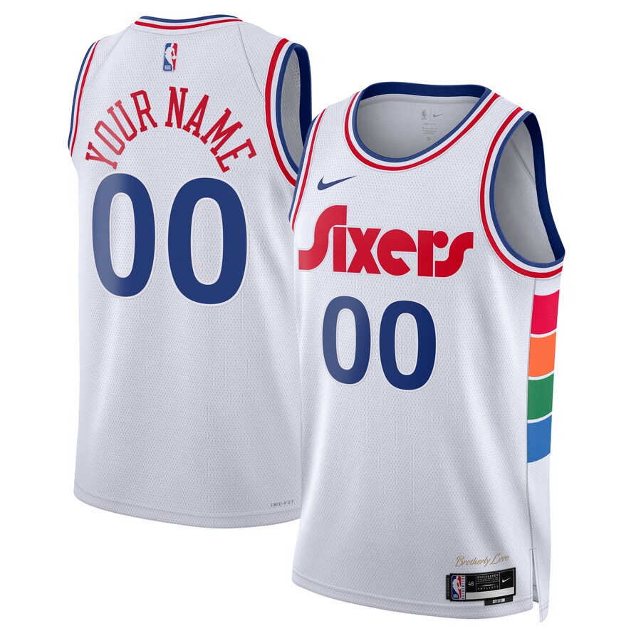 Unisex Philadelphia 76ers Nike White 2024/25 Custom Swingman Jersey - City Edition