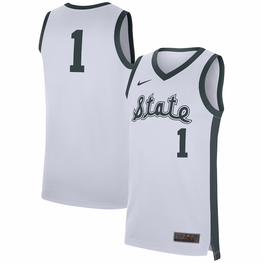Men's Nike #1 White Michigan State Spartans Replica Jersey