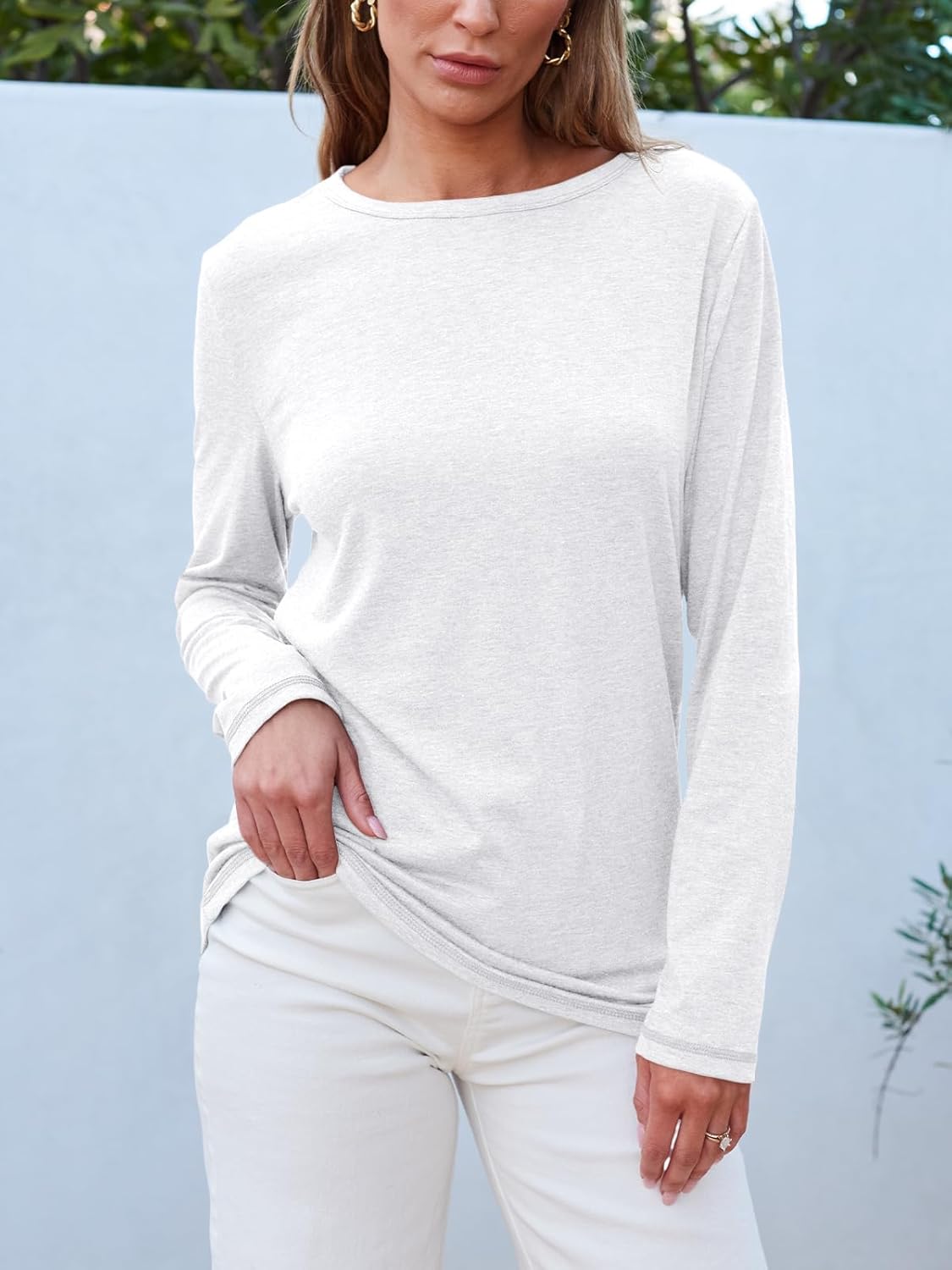 SUNBS Women’s 3-Pack Long Sleeve Tops Loose Fit Fall Shirts 2025 Basic Casual Tees