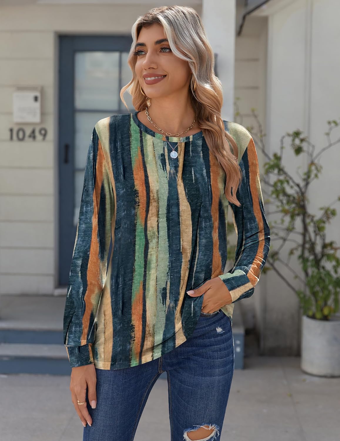 Zeagoo Women’s Long Sleeve Crewneck Tops Lightweight Basic Tee Business Casual