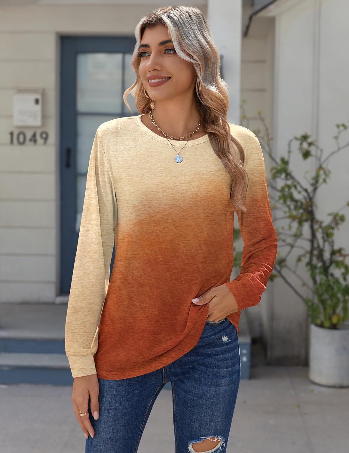 Zeagoo Women’s Long Sleeve Crewneck Tops Lightweight Basic Tee Business Casual