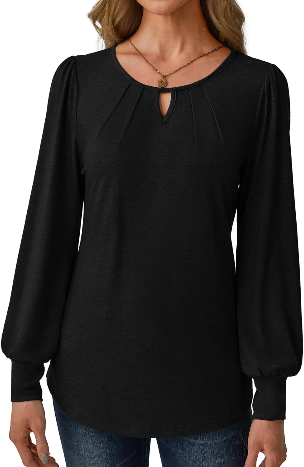 Women’s Long Sleeve V-Neck Tops 2025 Fall Loose Fit Business Casual Blouses