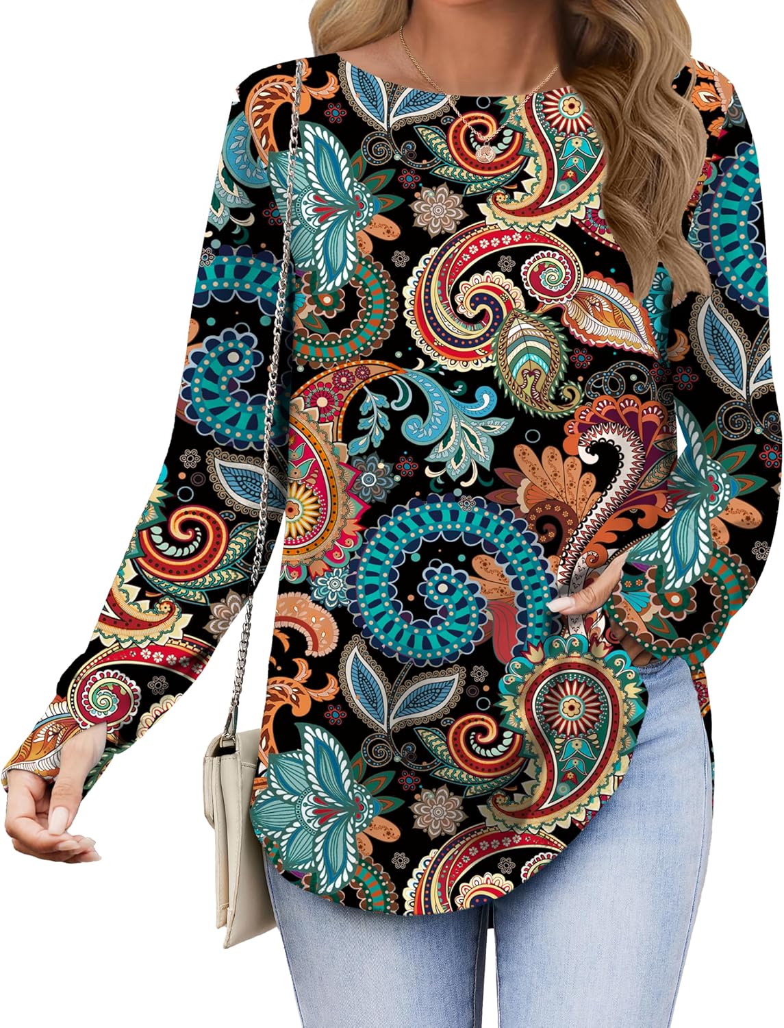 Zeagoo Women’s Long Sleeve Tunic Top – Loose Crew Neck Shirt with Thumb Holes, Perfect with Leggings, Fall 2025