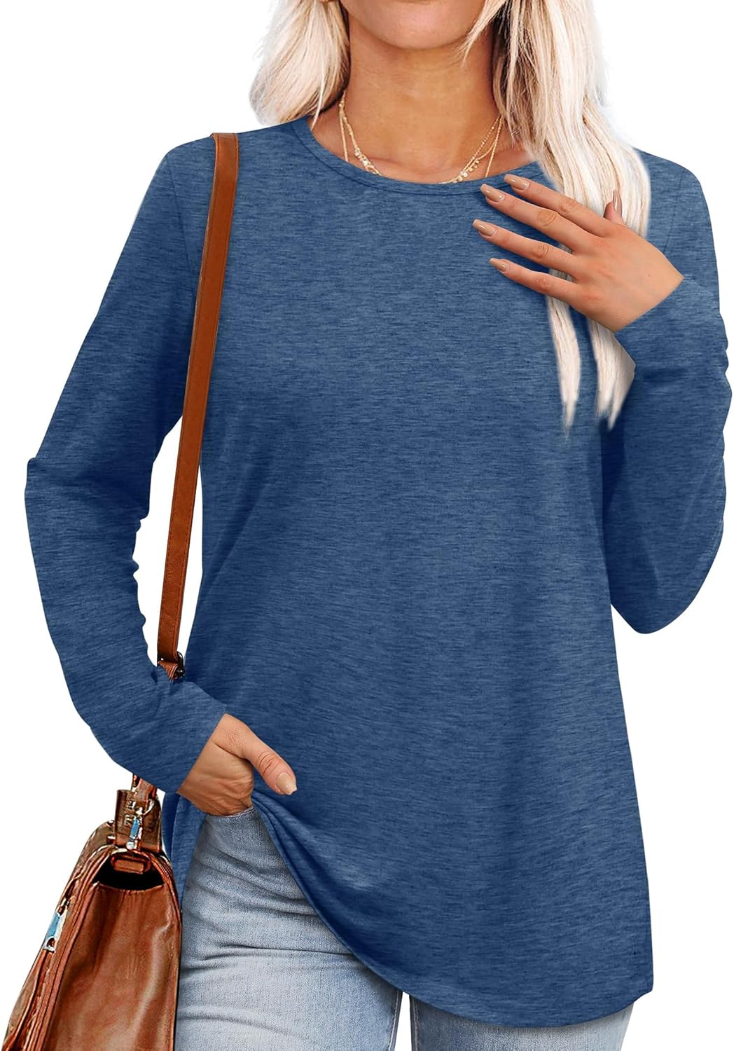 MIFOCAL Women’s Long Sleeve Round Neck Tops 2024 Basic Fall Shirts