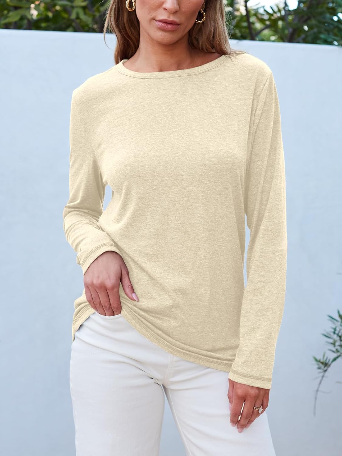 SUNBS Women’s 3-Pack Long Sleeve Tops Loose Fit Fall Shirts 2025 Basic Casual Tees