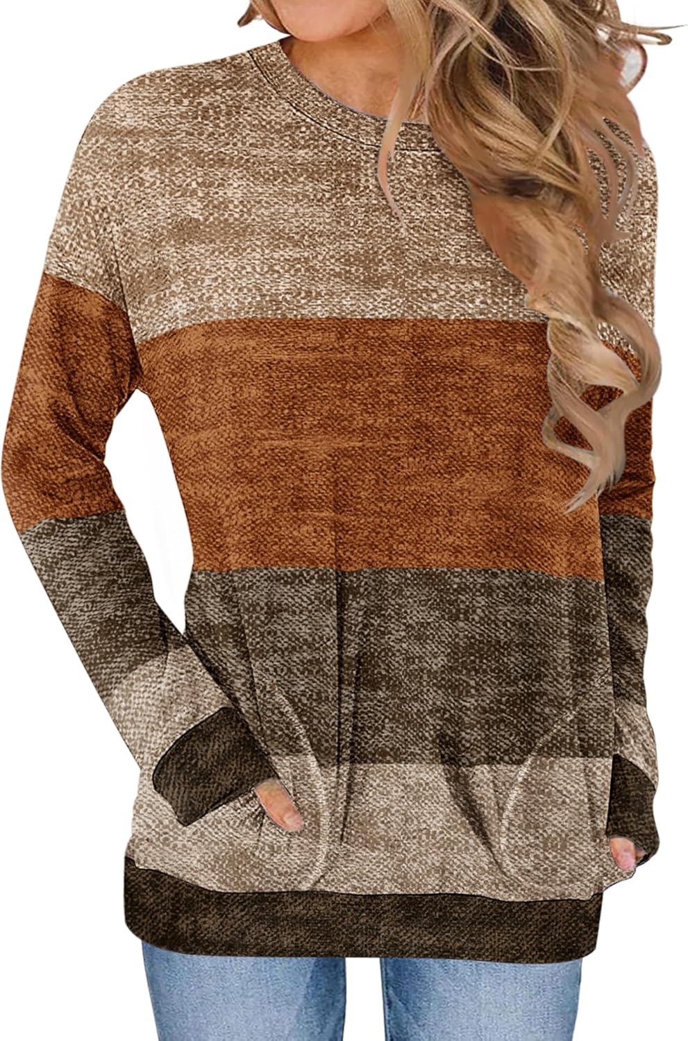 Zeagoo Women’s Long Sleeve Crew Neck Tunic – Loose Fit Basic Blouse with Pockets, Dressy Casual, S–XXL