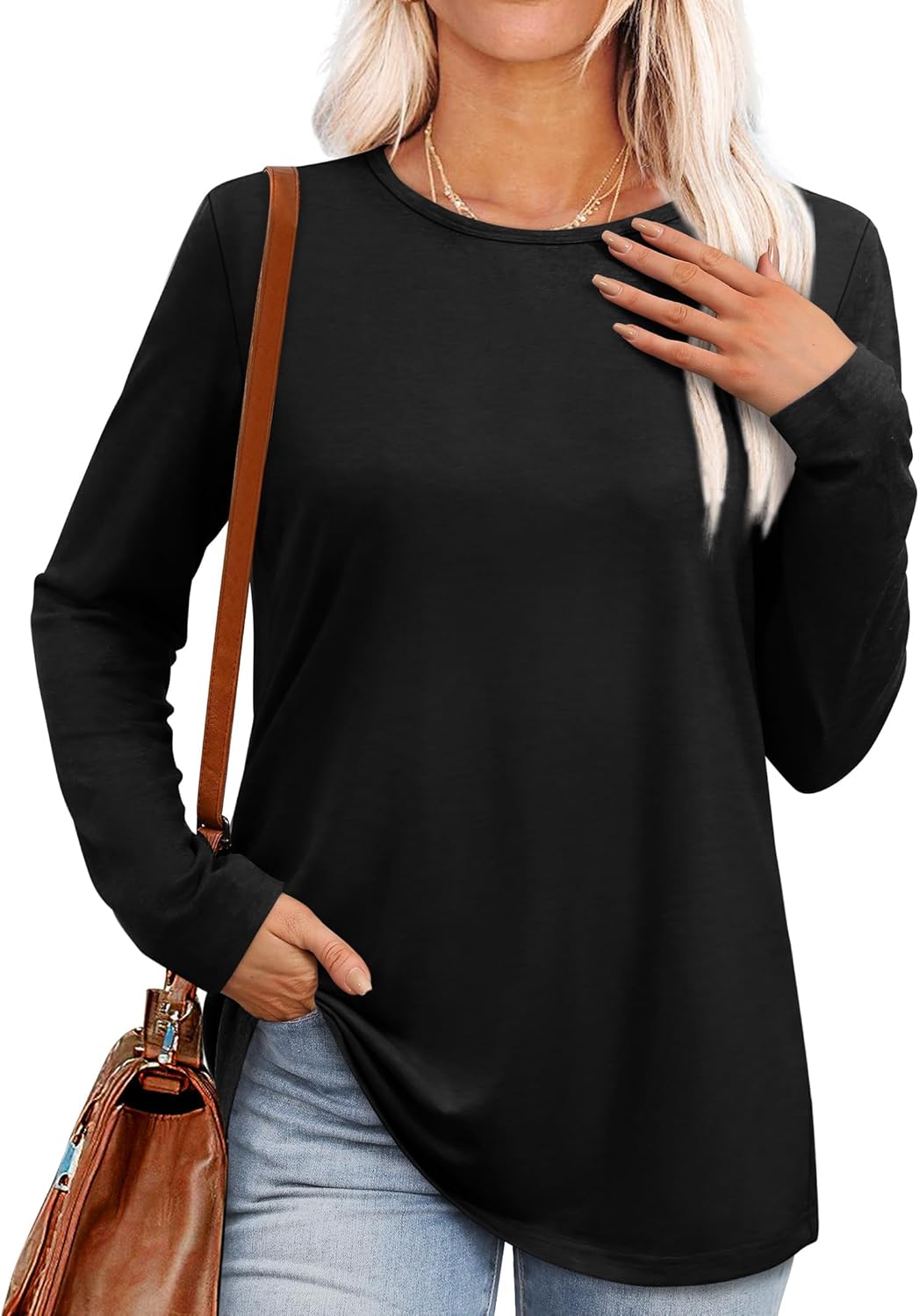 MIFOCAL Women’s Long Sleeve Round Neck Tops 2024 Basic Fall Shirts