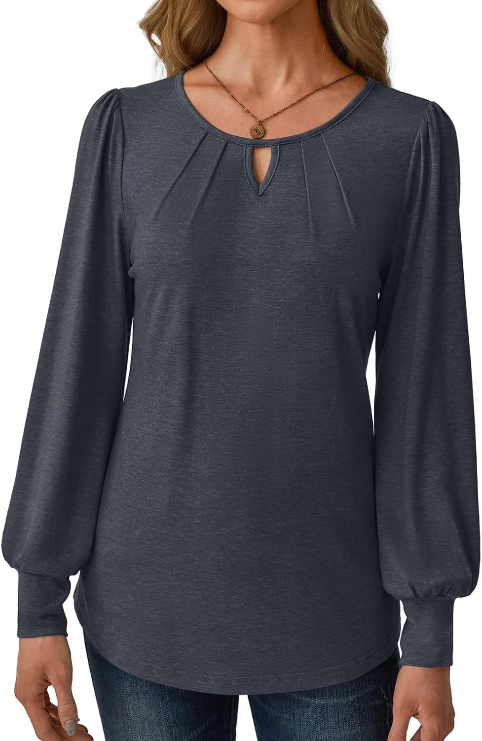 Women’s Long Sleeve V-Neck Tops 2025 Fall Loose Fit Business Casual Blouses