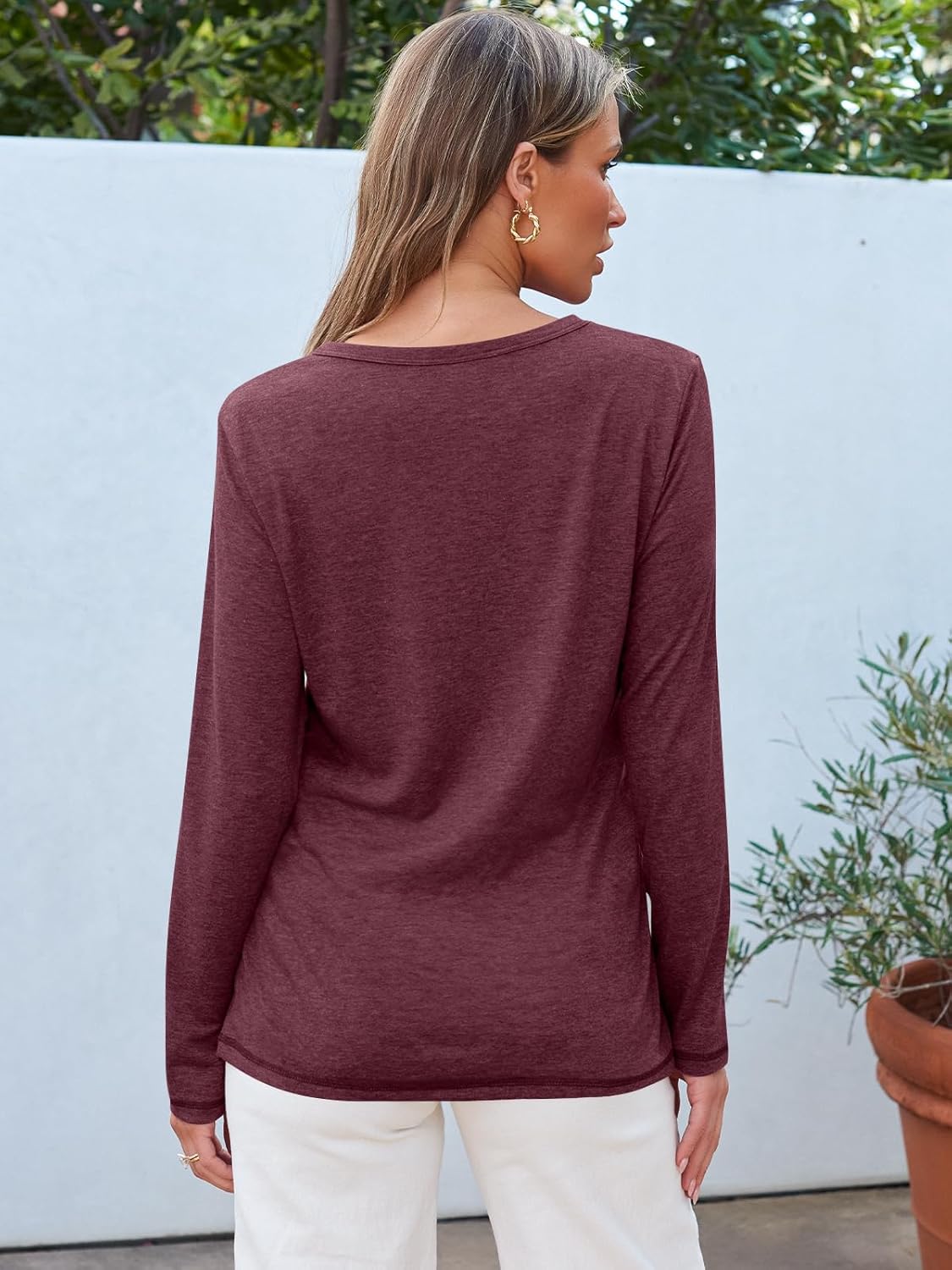SUNBS Women’s 3-Pack Long Sleeve Tops Loose Fit Fall Shirts 2025 Basic Casual Tees