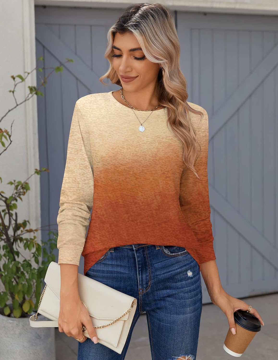 Zeagoo Women’s Long Sleeve Crewneck Tops Lightweight Basic Tee Business Casual