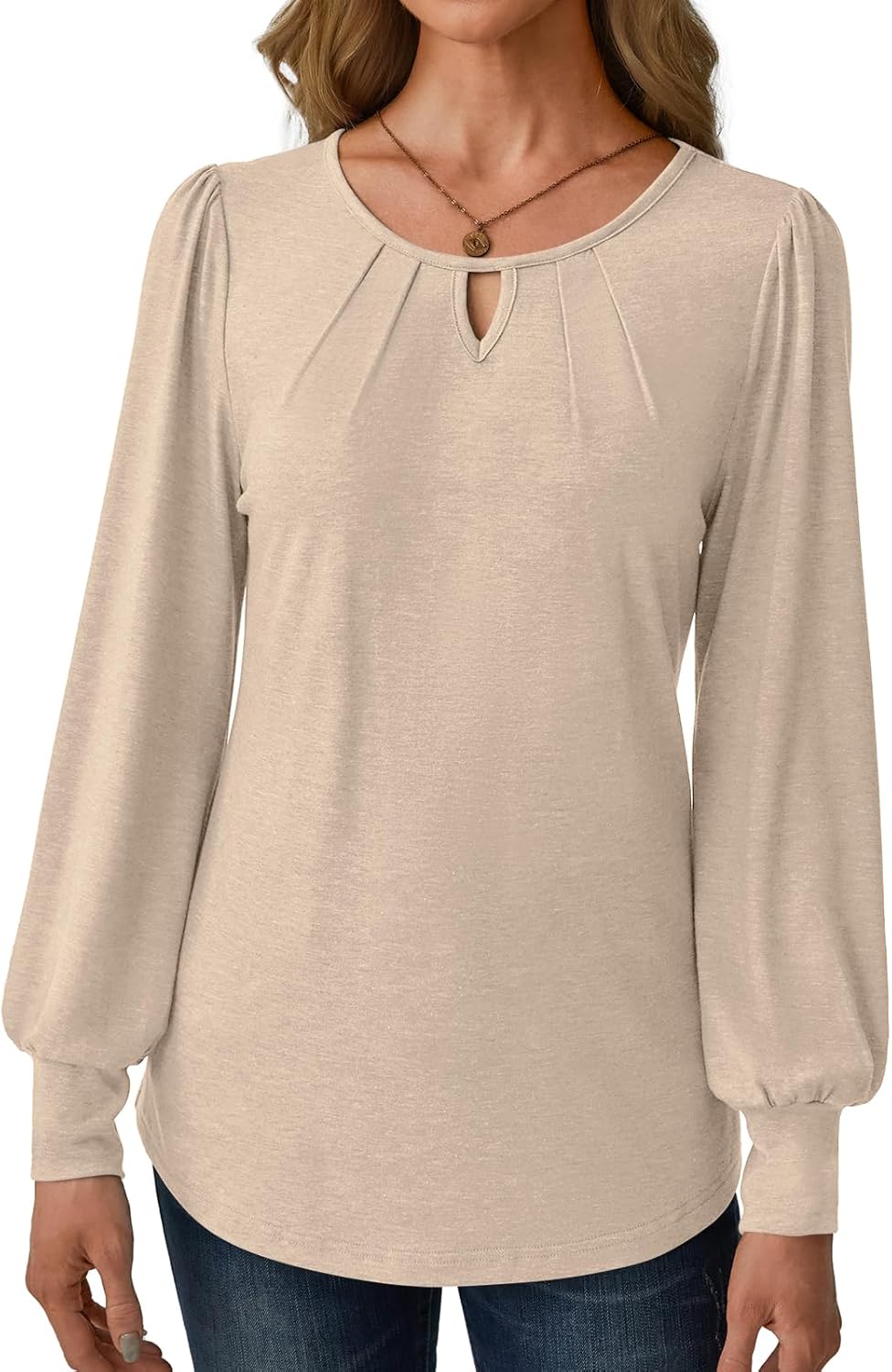 Women’s Long Sleeve V-Neck Tops 2025 Fall Loose Fit Business Casual Blouses