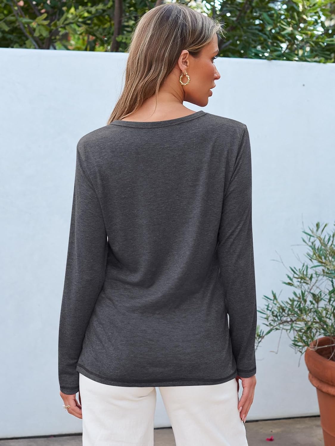 MIFOCAL Women’s Long Sleeve Round Neck Tops 2024 Basic Fall Shirts