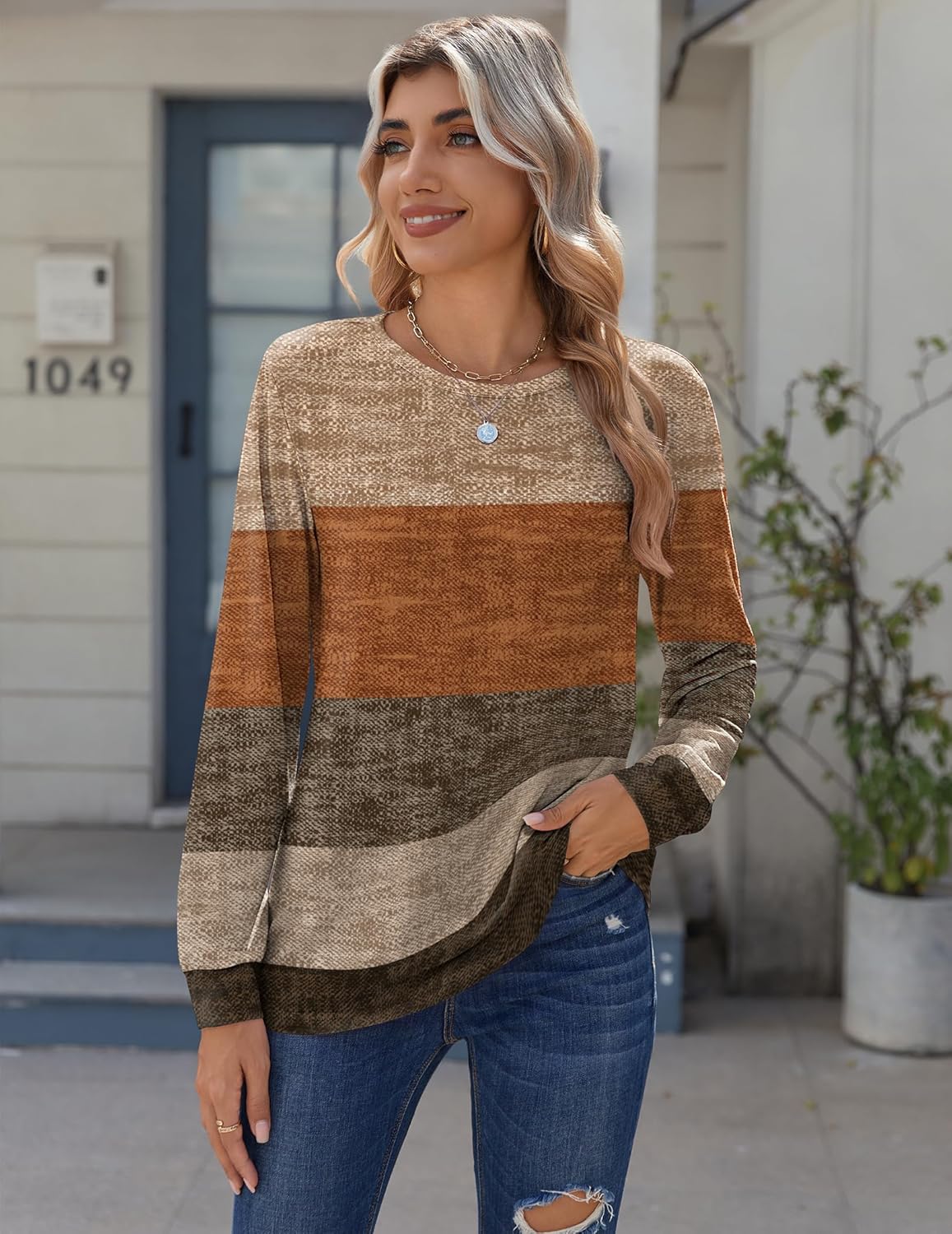 Zeagoo Women’s Long Sleeve Crewneck Tops Lightweight Basic Tee Business Casual