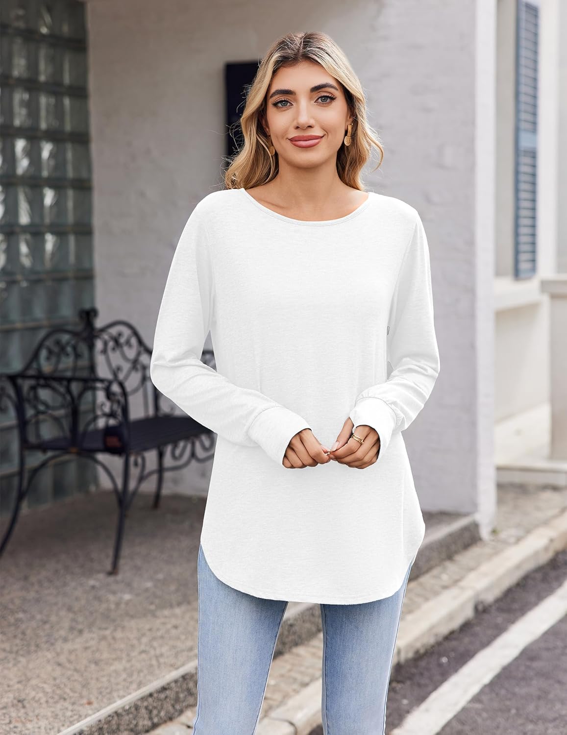 Zeagoo Women’s Long Sleeve Tunic Top – Loose Crew Neck Shirt with Thumb Holes, Perfect with Leggings, Fall 2025