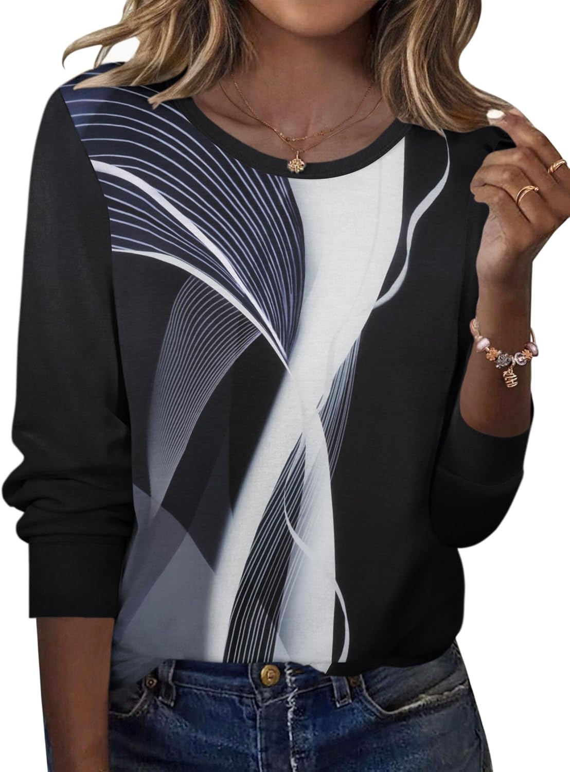 Zeagoo Women’s Long Sleeve Crewneck Tops Lightweight Basic Tee Business Casual