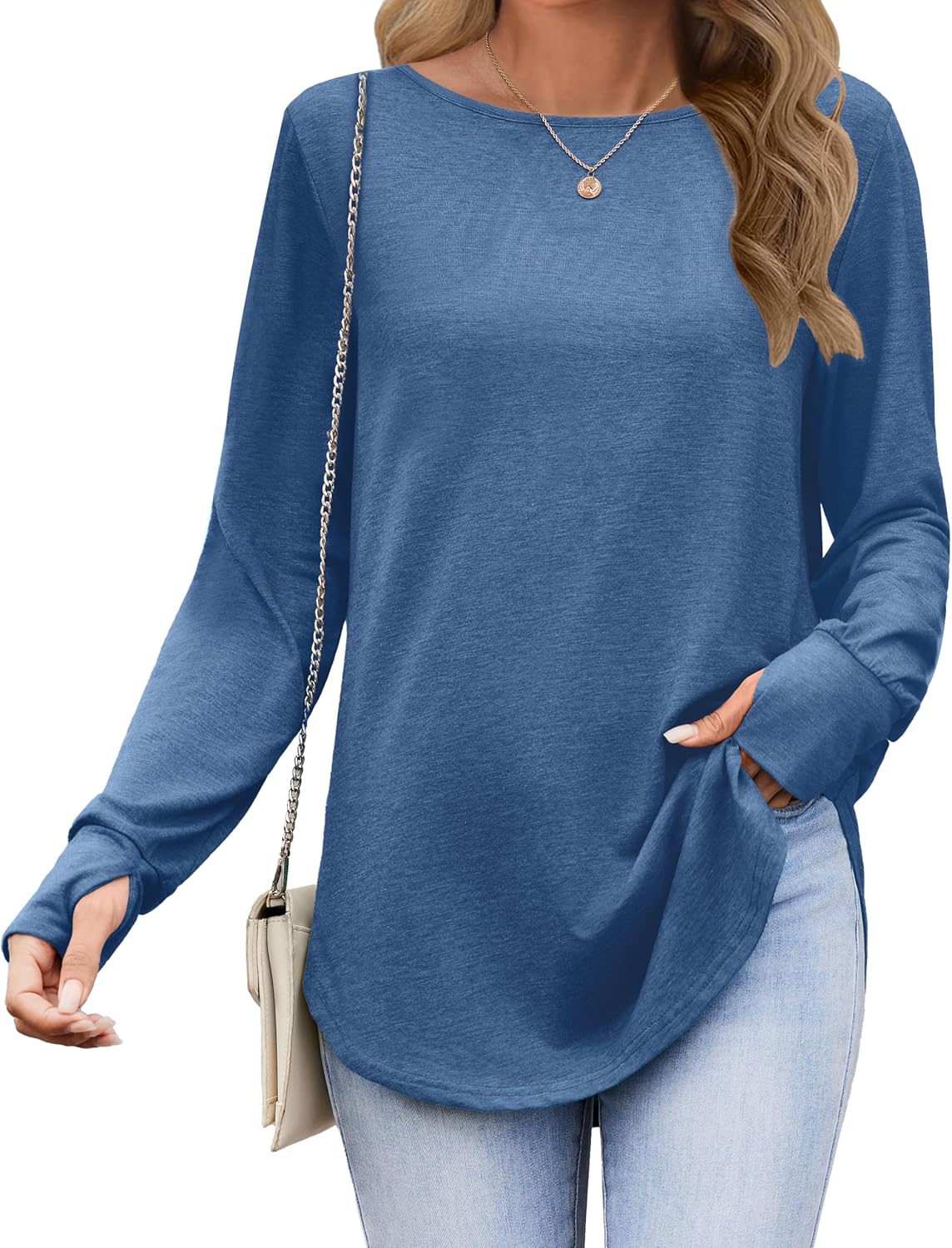Zeagoo Women’s Long Sleeve Tunic Top – Loose Crew Neck Shirt with Thumb Holes, Perfect with Leggings, Fall 2025
