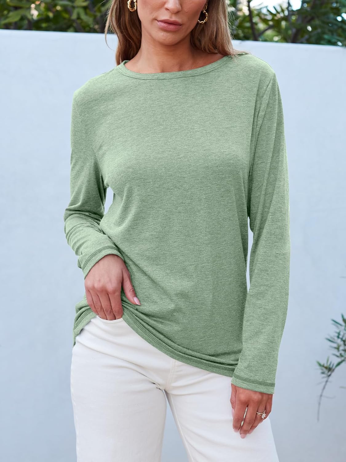 SUNBS Women’s 3-Pack Long Sleeve Tops Loose Fit Fall Shirts 2025 Basic Casual Tees