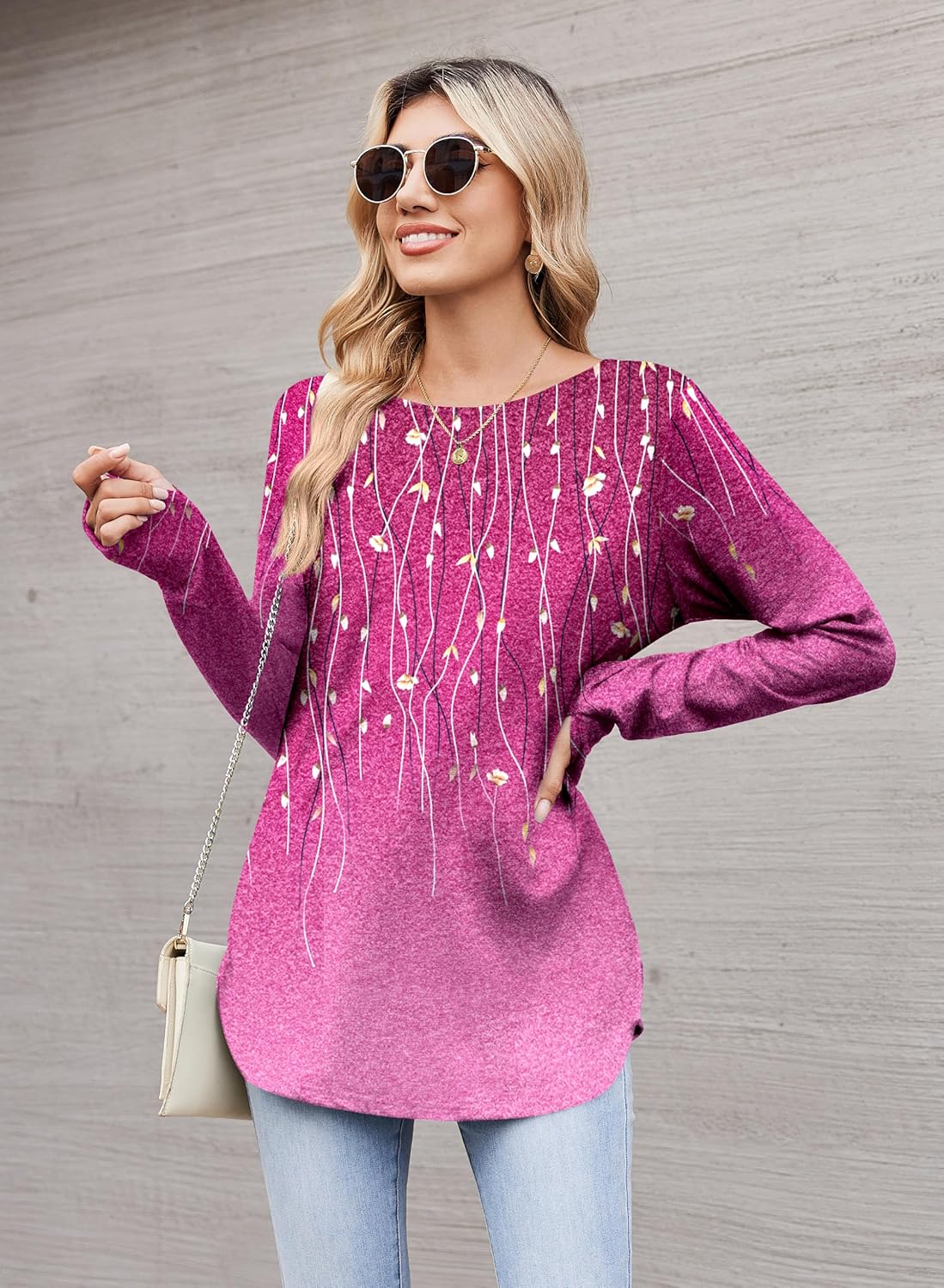 Zeagoo Women’s Long Sleeve Tunic Top – Loose Crew Neck Shirt with Thumb Holes, Perfect with Leggings, Fall 2025