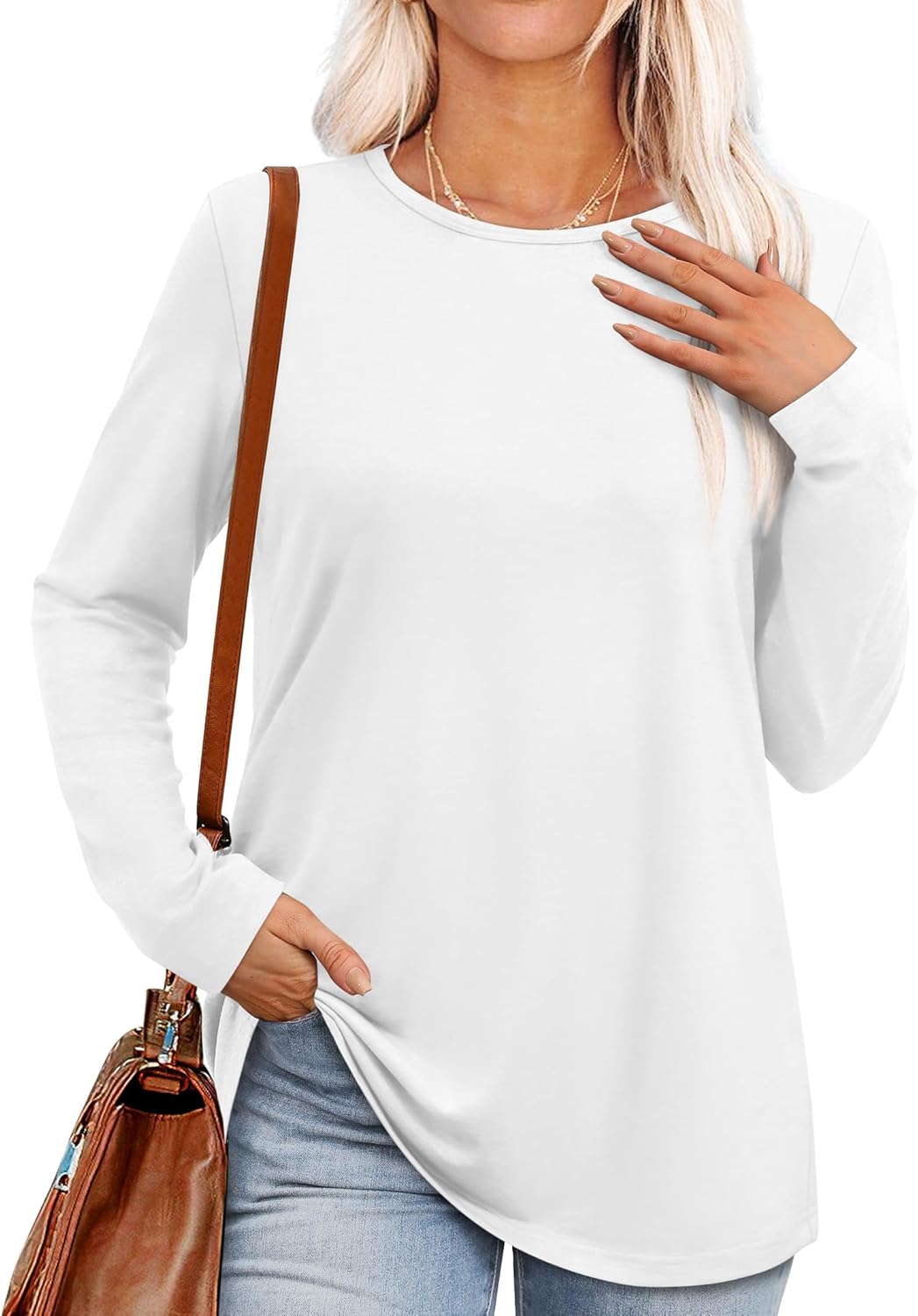 MIFOCAL Women’s Long Sleeve Round Neck Tops 2024 Basic Fall Shirts